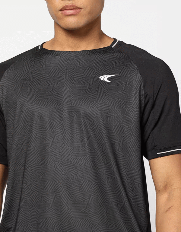 Men's Black Charcoal Printed Crew-Neck Sports T-Shirt