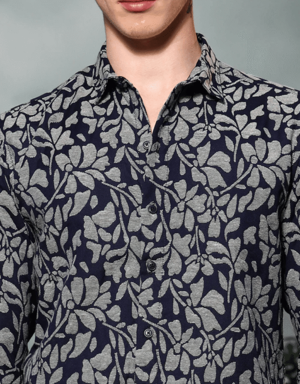 Breeze & Bloom – Dark Blue Floral Casual Shirt