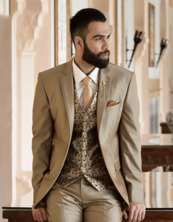 Golden Brown Luxe Jacquard Suit