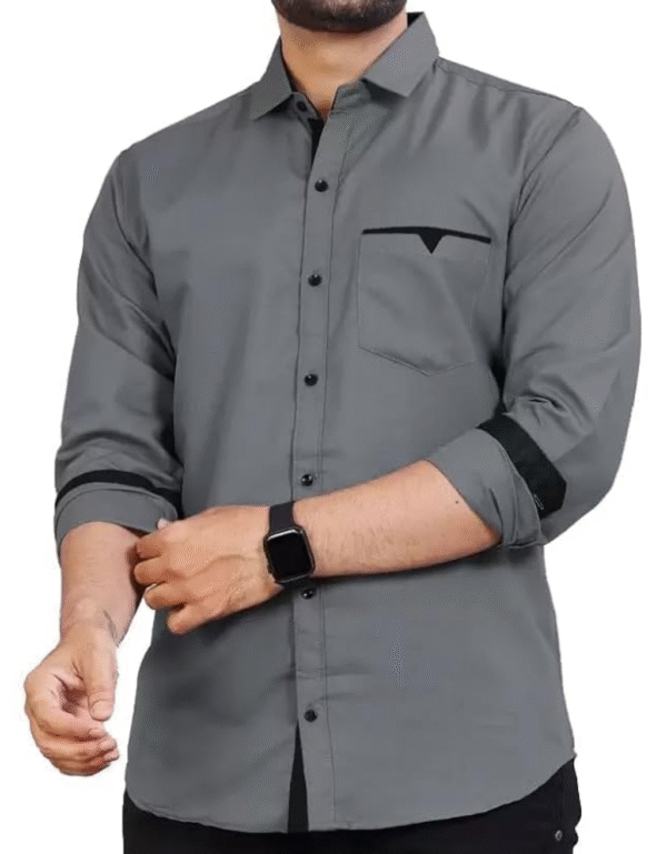 Men's Regular Fit Cotton Casual Shirt with Pocket, Spread Collar & Full Sleeves
